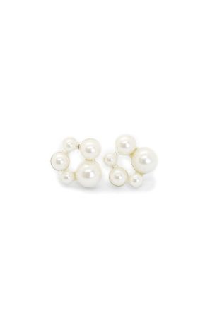 Faux Pearl Cluster Stud Earrings